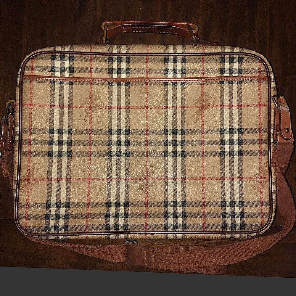 BURBERRY Nova Check Laptop Messenger Crossbody Bag Suitcase Weekend Travel Bag - Picture 5 of 17